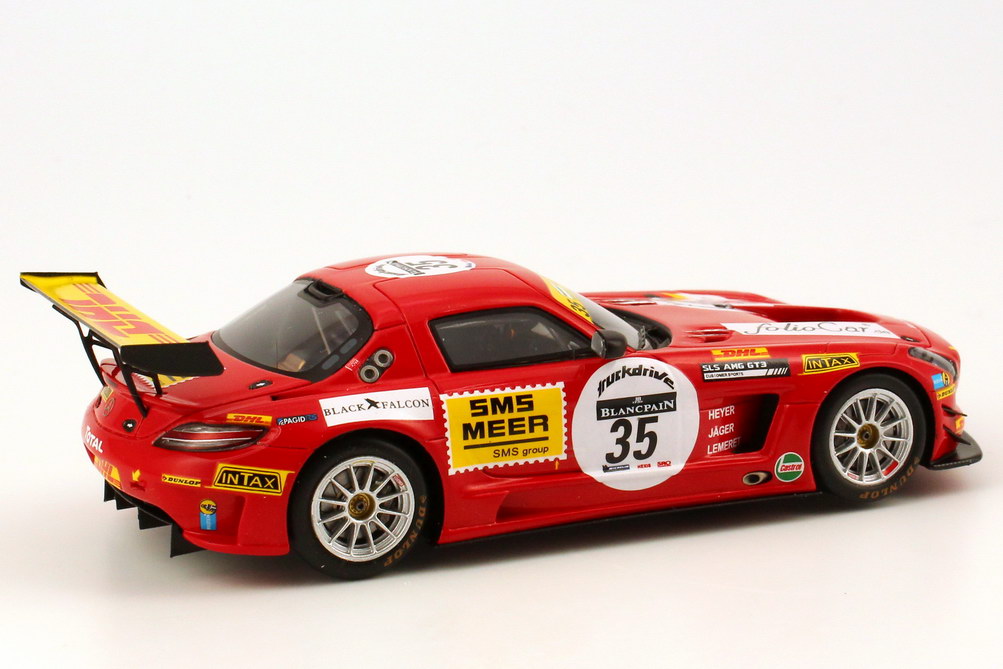 Foto 1:43 Mercedes-Benz SLS AMG GT3 (C197) 24h Spa 2011 Black Falcon, DHL Nr.35, Heyer / Jäger / Lemeret Werbemodell Spark B66960012