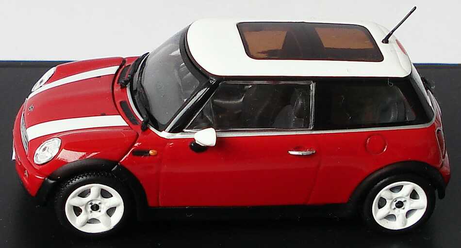 Foto 1:43 New Mini Cooper chilired mit weißen Streifen, Dach weiß Werbemodell Minichamps 80420029829