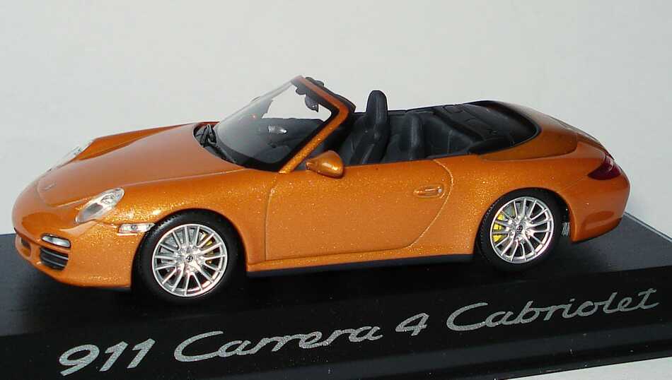 Foto 1:43 Porsche 911 Carrera 4 Cabrio (997, Modell 2009) nordischgold-met. Werbemodell Minichamps WAP02001618
