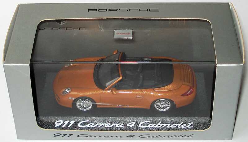 Foto 1:43 Porsche 911 Carrera 4 Cabrio (997, Modell 2009) nordischgold-met. Werbemodell Minichamps WAP02001618