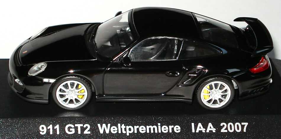 Foto 1:43 Porsche 911 GT2 (997) schwarz 911 GT2 Weltpremiere IAA 2007 Werbemodell Minichamps WAP02000118