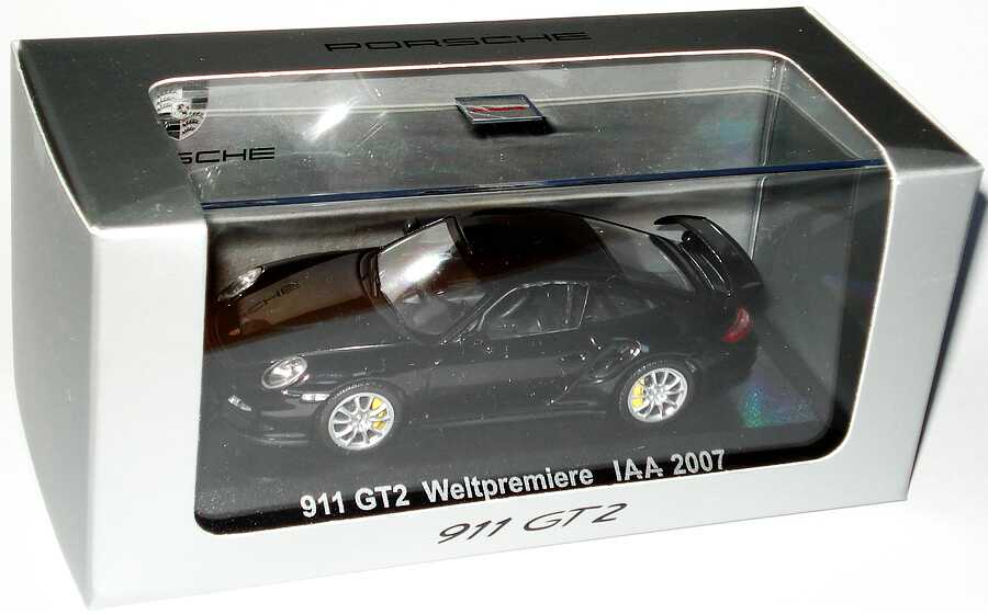 Foto 1:43 Porsche 911 GT2 (997) schwarz 911 GT2 Weltpremiere IAA 2007 Werbemodell Minichamps WAP02000118