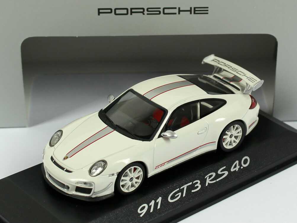 Foto 1:43 Porsche 911 GT3 RS 4.0 (997, Modell 2011) weiß Werbemodell Minichamps WAP0200010C