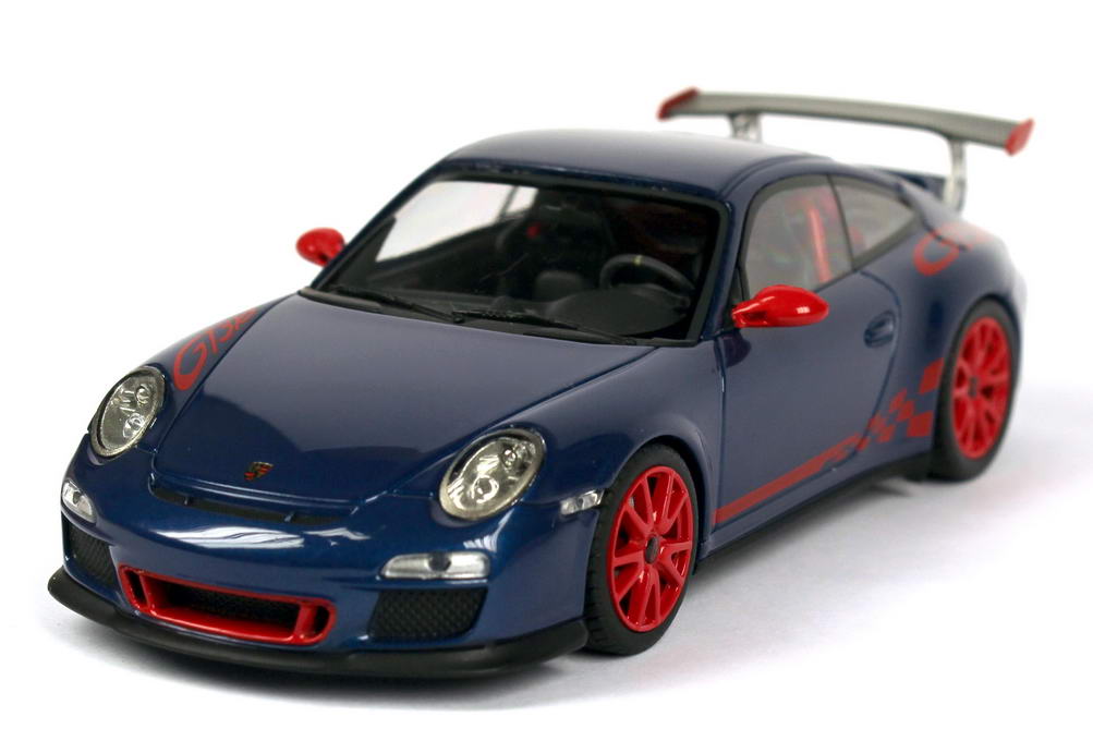 Foto 1:43 Porsche 911 GT3 RS (997 II, Modell 2010) aquablau-met./indischrot Minichamps 703069105