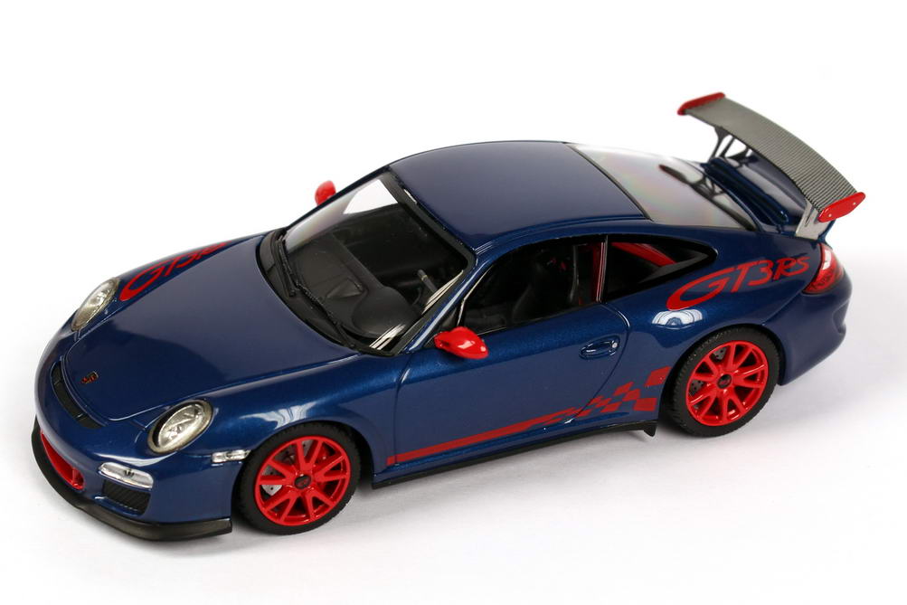 Foto 1:43 Porsche 911 GT3 RS (997 II, Modell 2010) aquablau-met./indischrot Minichamps 703069105