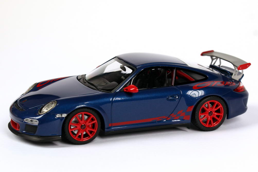 Foto 1:43 Porsche 911 GT3 RS (997 II, Modell 2010) aquablau-met./indischrot Minichamps 703069105