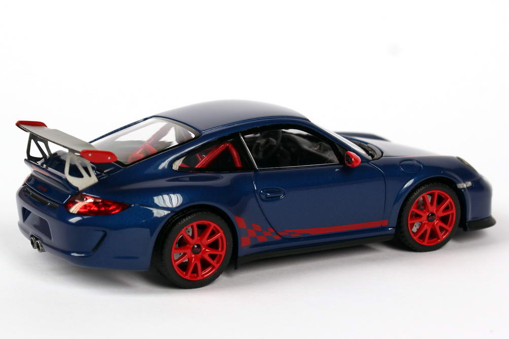 Foto 1:43 Porsche 911 GT3 RS (997 II, Modell 2010) aquablau-met./indischrot Minichamps 703069105