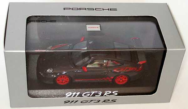 Foto 1:43 Porsche 911 GT3 RS (997, Modell 2009) grauschwarz/rot Werbemodell Minichamps WAP02001719