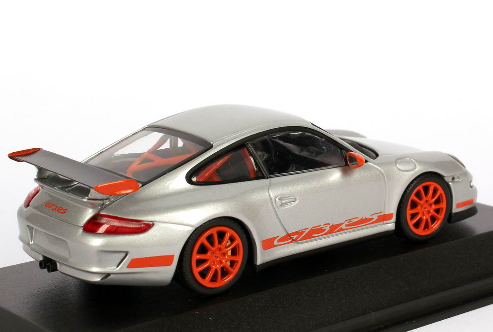 Foto 1:43 Porsche 911 GT3 RS (997) silber-met./orange, Limited Edition Werbemodell Minichamps
