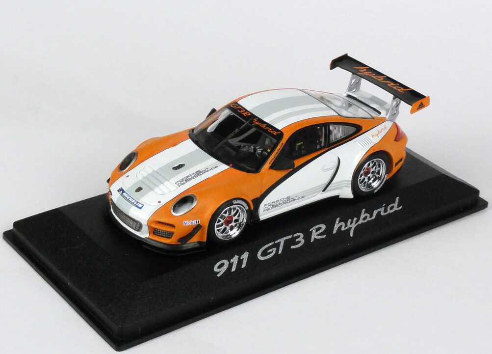 Foto 1:43 Porsche 911 GT3 R Hybrid (997) weiß/orange 2010 Werbemodell Minichamps WAP0201170B