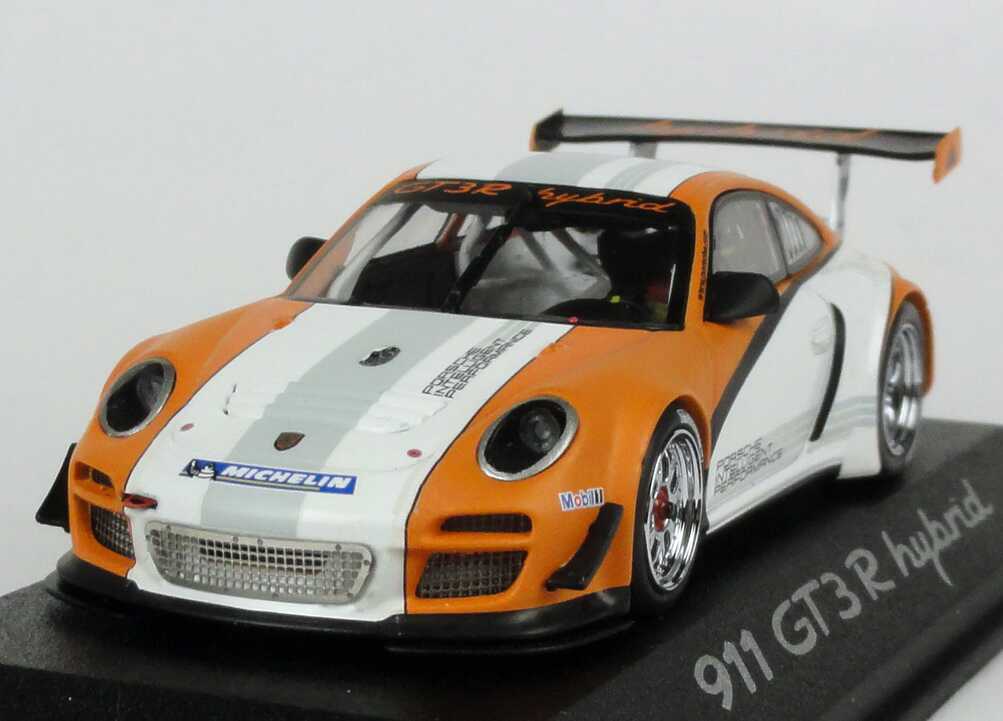 Foto 1:43 Porsche 911 GT3 R Hybrid (997) weiß/orange 2010 Werbemodell Minichamps WAP0201170B