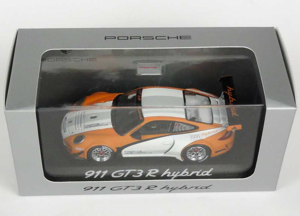 Foto 1:43 Porsche 911 GT3 R Hybrid (997) weiß/orange 2010 Werbemodell Minichamps WAP0201170B
