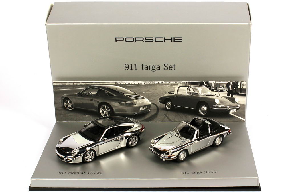 Foto 1:43 Porsche 911 targa Set (911 targa 4s 2006 + 911 targa 1966 verchromt) Werbemodell Minichamps WAP020SET16