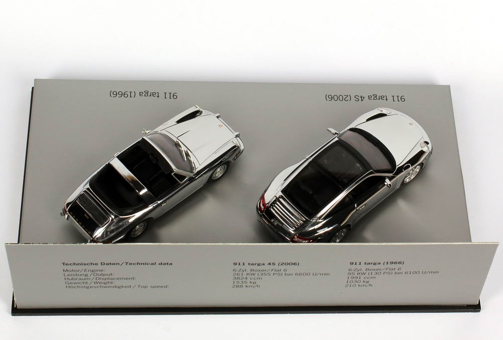 Foto 1:43 Porsche 911 targa Set (911 targa 4s 2006 + 911 targa 1966 verchromt) Werbemodell Minichamps WAP020SET16