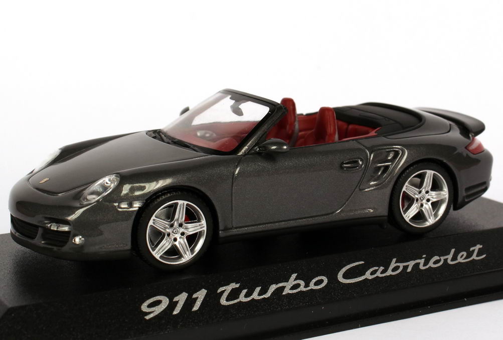 Foto 1:43 Porsche 911 turbo Cabriolet (997) meteor-grau-met. Werbemodell Minichamps WAP02000218