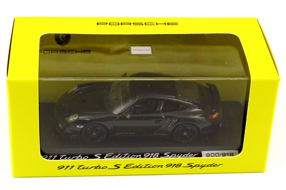 Foto 1:43 Porsche 911 turbo S (997) Edition 918 Spyder schwarz-met. Werbemodell - 1 of 918 Minichamps WAP0201020D