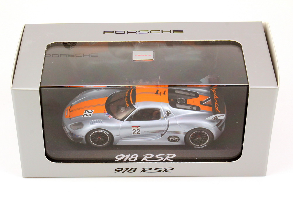 Foto 1:43 Porsche 918 RSR silber/orange Nr.22, Röhrl / Lieb (Detroit Motorshow 2011) Werbemodell Minichamps WAP0201910C