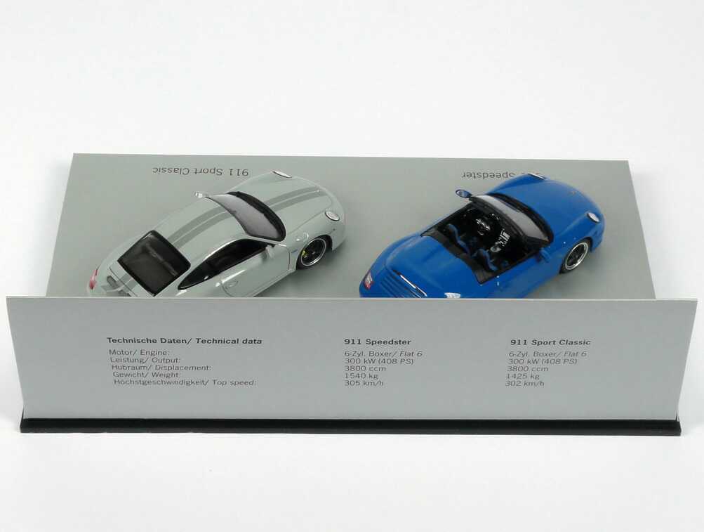 Foto 1:43 Porsche Setpackung 25 Jahre Porsche Exclusive (911 Speedster + 911 Sport Classic) Werbemodell Minichamps WAP020SET30