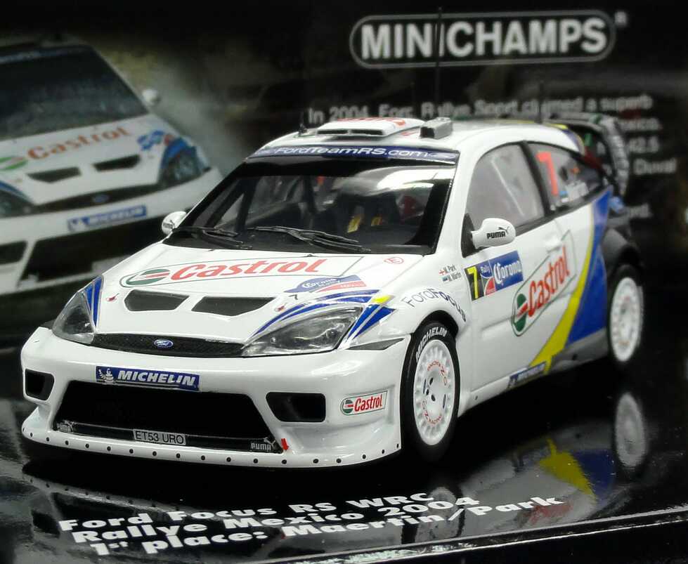 Foto 1:43 Rallye Mexico 2004 Siegerset (Ford Focus RS WRC Nr.7, Märtin / Park + Ford Focus RS WRC Nr.8, Duval / Premot) Minichamps 402048378