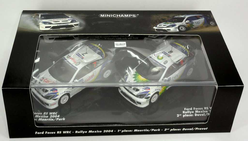 Foto 1:43 Rallye Mexico 2004 Siegerset (Ford Focus RS WRC Nr.7, Märtin / Park + Ford Focus RS WRC Nr.8, Duval / Premot) Minichamps 402048378