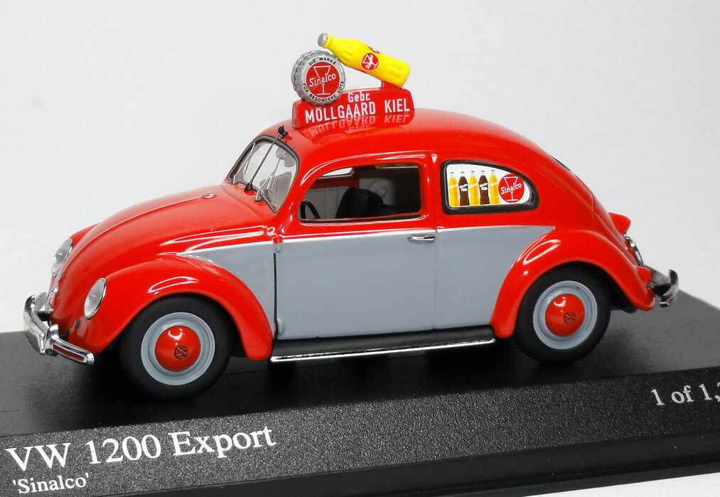 Foto 1:43 VW 1200 Export Käfer mit Brezelfenster Sinalco, Gebr. Möllgaard Kiel Minichamps 431051205