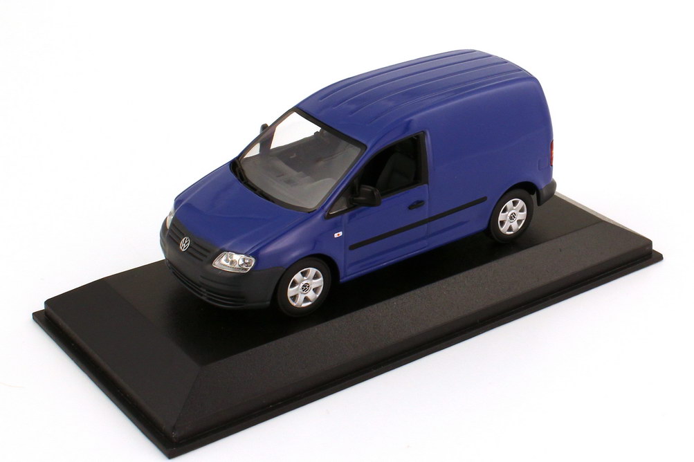 Foto 1:43 VW Caddy III Typ 2K Kasten blau - Werbemodell - Minichamps