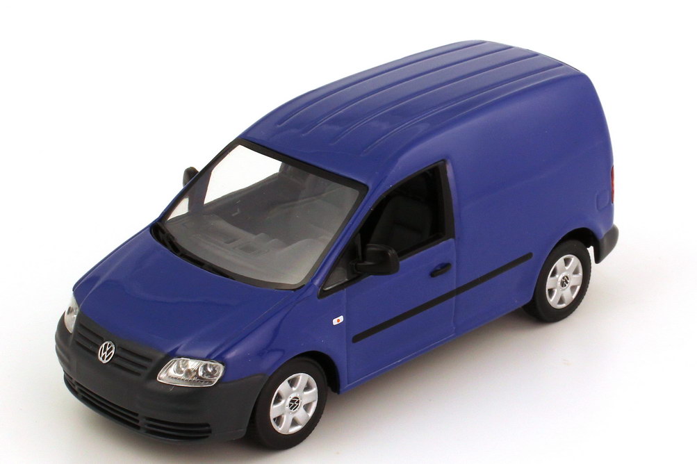 Foto 1:43 VW Caddy III Typ 2K Kasten blau - Werbemodell - Minichamps