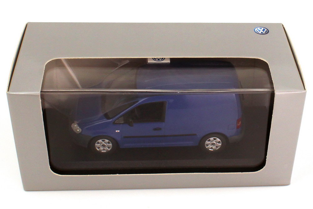 Foto 1:43 VW Caddy III Typ 2K Kasten blau - Werbemodell - Minichamps