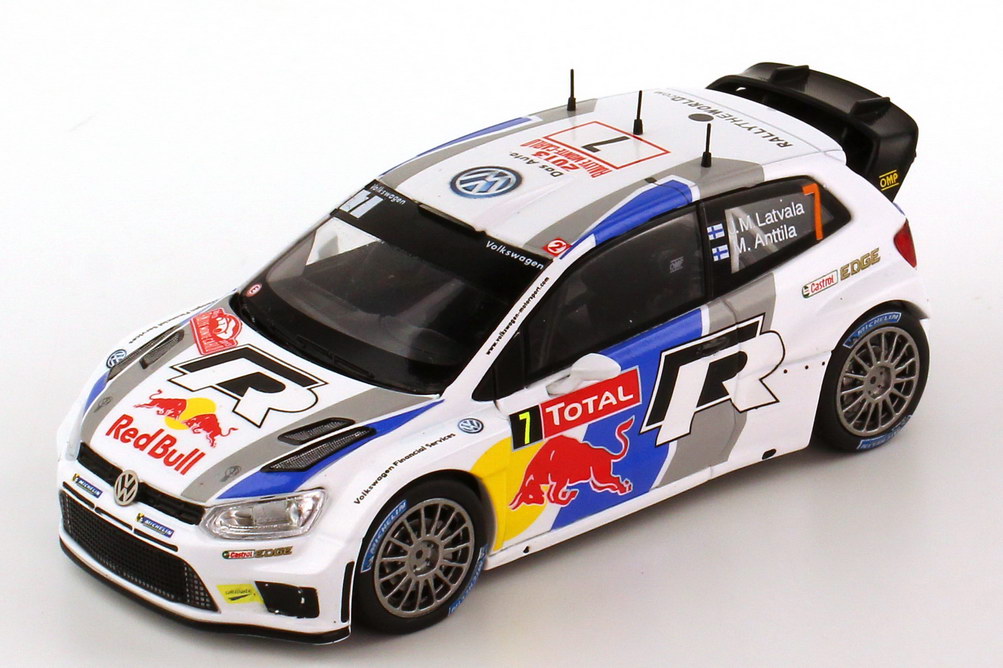 Foto 1:43 VW Polo R WRC Rallye Monte Carlo 2013 Red Bull Nr.7, Jari-Matti Latvala / Miikka Anttila Werbemodell Spark 6C7099300CNP3