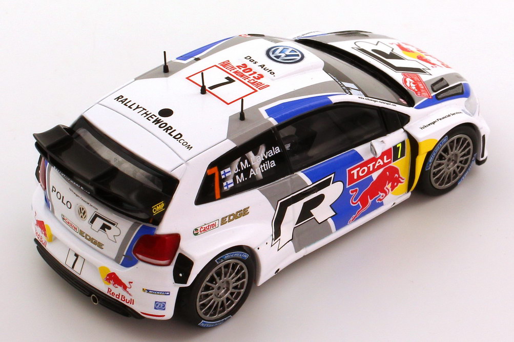 Foto 1:43 VW Polo R WRC Rallye Monte Carlo 2013 Red Bull Nr.7, Jari-Matti Latvala / Miikka Anttila Werbemodell Spark 6C7099300CNP3