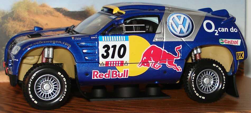 Foto 1:43 VW Race Touareg 2005 Rallye Dakar VW, Red Bull Nr.310, Kleinschmidt/Pons Werbemodell Minichamps 7L0099400PD310