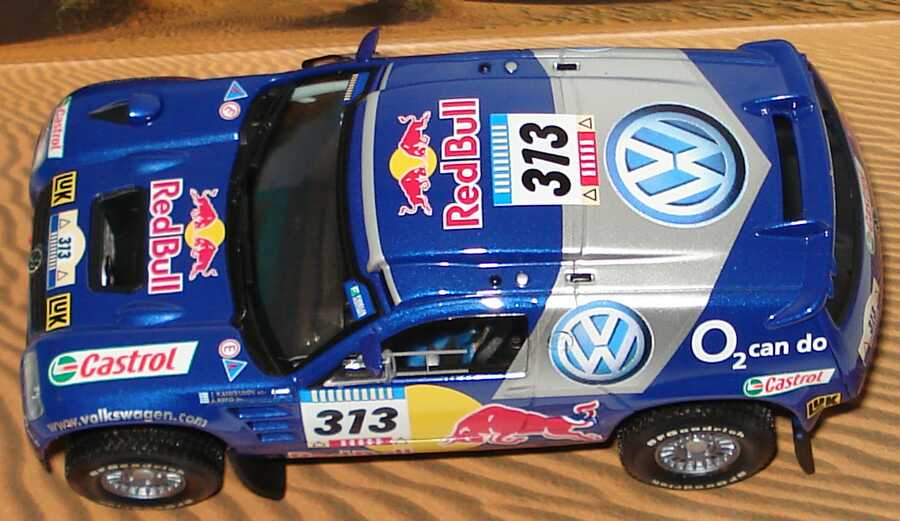 Foto 1:43 VW Race Touareg 2005 Rallye Dakar VW, Red Bull Nr.313, Kankkunen/Repo Werbemodell Minichamps 7L0099400PD313