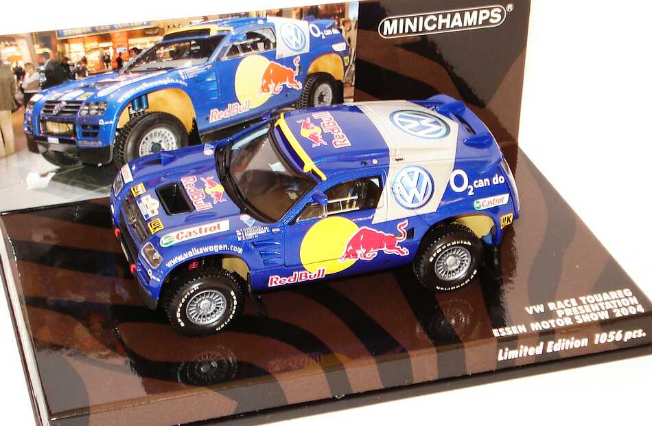 Foto 1:43 VW Race Touareg VW, Red Bull, O2 (Presentation Essen Motor Show 2004) (1 of 1056) Minichamps 436045300