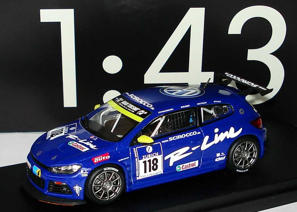 Foto 1:43 VW Scirocco GT24 24 Stundenrennen Nürburgring 2008 R-Line Nr.118, Johansson / Gruber / Mutsch / Stuck (Klassensieger) Werbemodell Norev 1K8099300AC5S