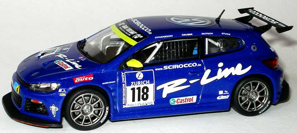 Foto 1:43 VW Scirocco GT24 24 Stundenrennen Nürburgring 2008 R-Line Nr.118, Johansson / Gruber / Mutsch / Stuck (Klassensieger) Werbemodell Norev 1K8099300AC5S