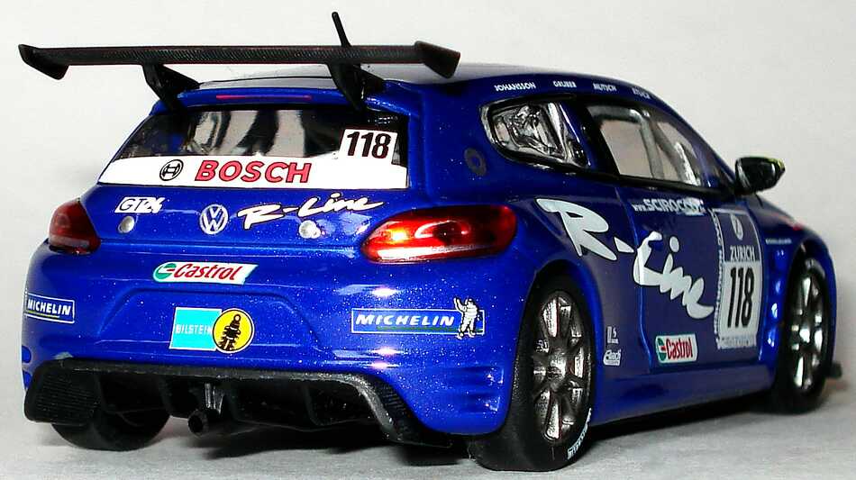 Foto 1:43 VW Scirocco GT24 24 Stundenrennen Nürburgring 2008 R-Line Nr.118, Johansson / Gruber / Mutsch / Stuck (Klassensieger) Werbemodell Norev 1K8099300AC5S