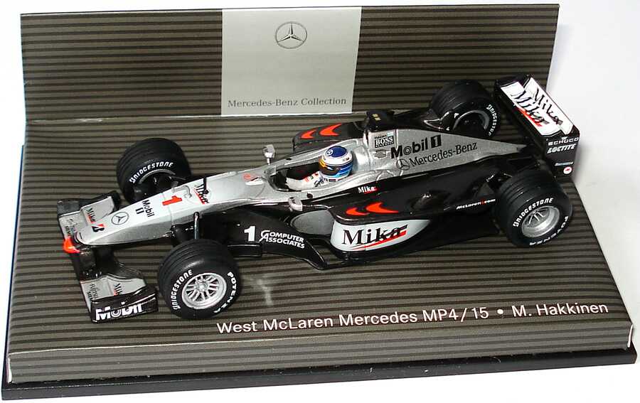 Foto 1:43 West McLaren Mercedes MP4/15 Formel 1 2000 Mika Nr.1, Mika Hakkinen Werbemodell Minichamps B66961980
