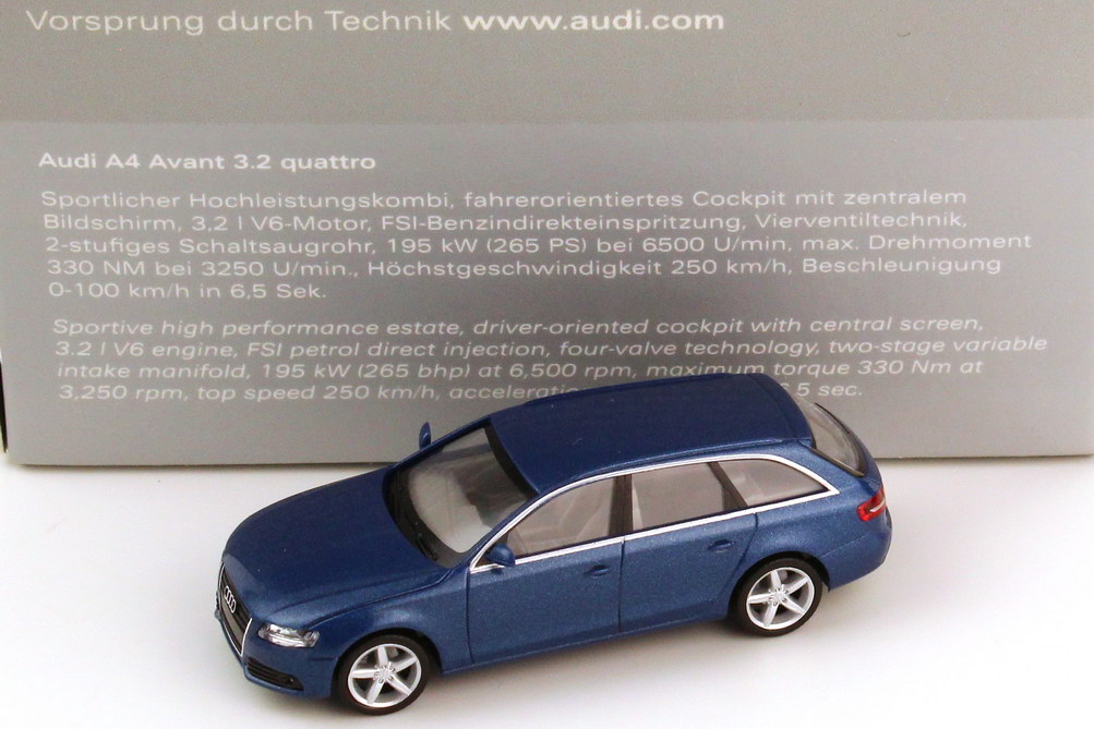 Foto 1:87 Audi A4 Avant B8 arubablau-met. - Werbemodell - herpa 5010804222