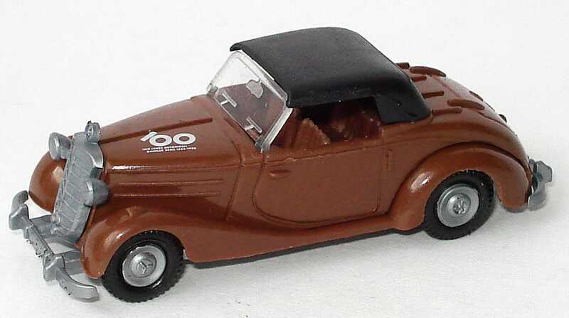 Foto 1:87 100 Jahre Automobil Daimler Benz 1886-1986 (170 S Cabrio braun + weinrot) herpa 6840642100