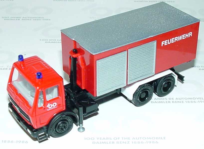 Foto 1:87 100 Jahre Automobil Daimler Benz 1886-1986 (190E Feuerwehr, 207D Bus Hochdach Feuerwehr, 3a Abrollkipper Feuerwehr, 2a Drehleiter Feuerwehr, 3a Teleskopmast Feuerwehr) herpa 6840640600