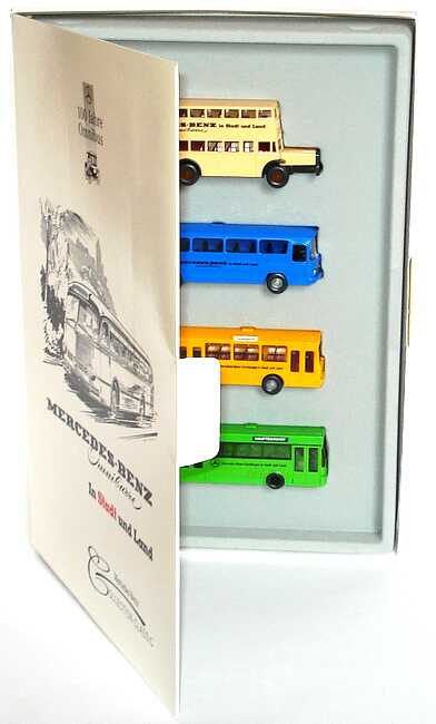 Foto 1:87 100 Jahre Omnibus - Mercedes-Benz Omnibusse in Stadt und Land Setpackung (Berliner Doppelstockbus + O 302 + O 305 + O 405) Werbemodell - Version Stadt Wiking