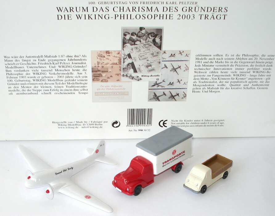 Foto 1:87 100 Jahre Peltzer II - Miniaturenklassiker zu Lande und in der Luft (Ford 3500 Ko-Lkw + DC-3 Dakota M 1:200 + DKW Schnelllaster Pritsche) Wiking 99030