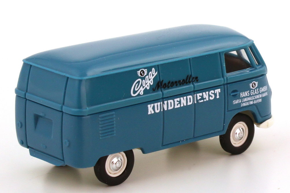 Foto 1:87 Set-Packung 50 Jahre Goggo-Mobil (VW T1 Kundendienst + VW T1 Isara-Reklame + Goggo Transporter Vorführfahrzeug) Brekina 90393