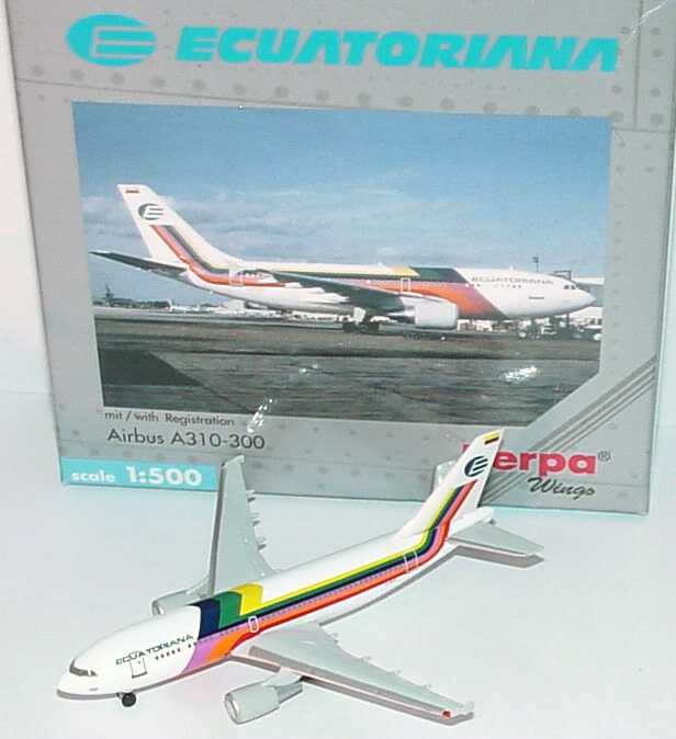 Foto 1:500 Airbus A310-300 Ecuatoriana Design Rainbow (Yesterday-Serie) herpa Wings 501118