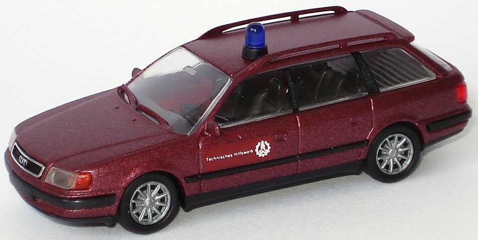 Foto 1:87 Audi 100 Avant (C4) weinrot-met. THW (blaulicht links) Rietze 50450