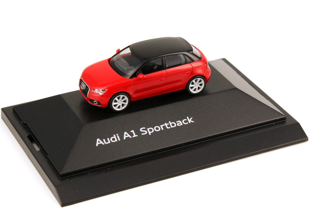 Foto 1:87 Audi A1 Sportback misano-rot / schwarz Werbemodell herpa 5011201022