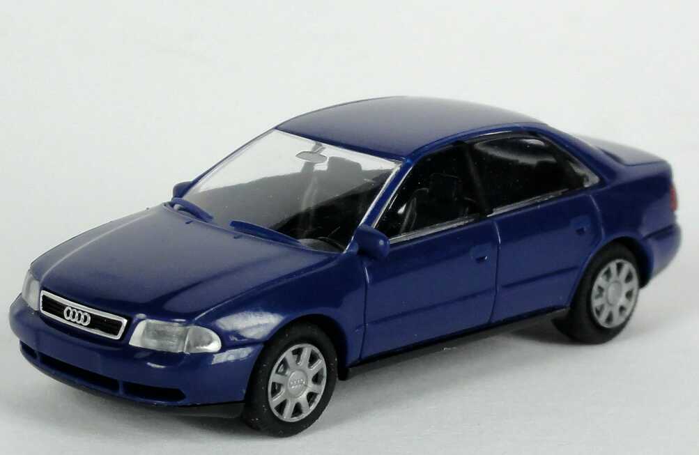 Foto 1:87 Audi A4 (B5) dunkelblau Werbemodell  Verpackungsaufdruck Vorsprung durch Technik Rietze