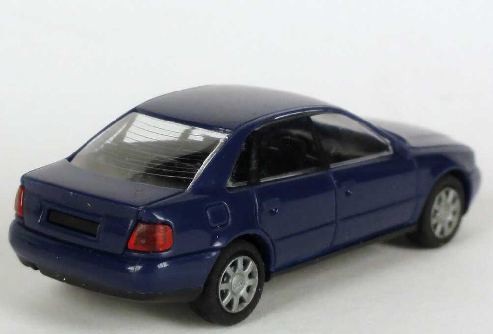 Foto 1:87 Audi A4 (B5) dunkelblau Werbemodell  Verpackungsaufdruck Vorsprung durch Technik Rietze