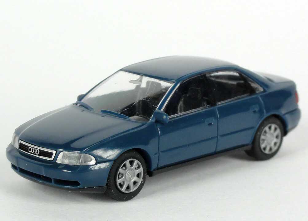 Foto 1:87 Audi A4 (B5) dunkelpetrolblau Werbemodell  Verpackungsaufdruck Vorsprung durch Technik Rietze
