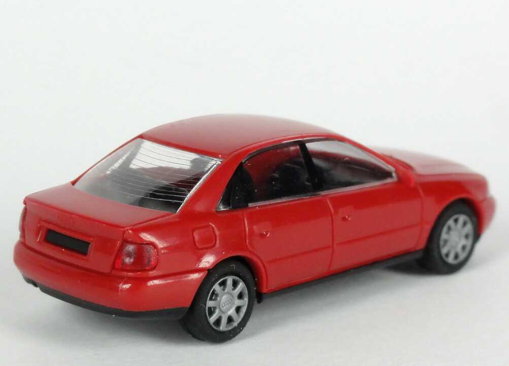 Foto 1:87 Audi A4 (B5) dunkelrot Werbemodell  Verpackungsaufdruck Vorsprung durch Technik Rietze